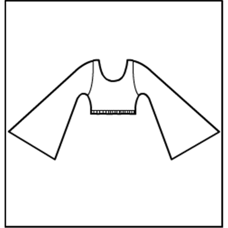 800x800 bell sleeve crop top - Crop Top Technical Drawing