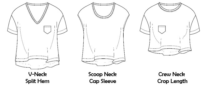 666x282 boxy boyfriend tee for women - Crop Top Technical Drawing