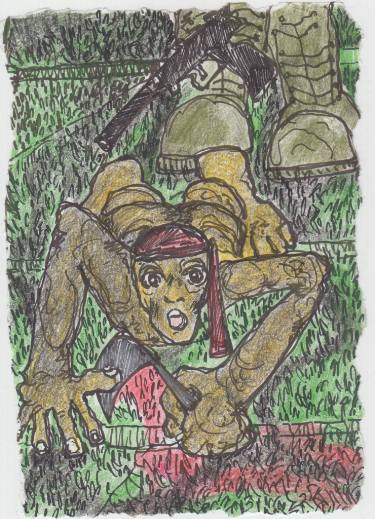 375x519 peasant and his crimson crops drawing - Crops Drawing