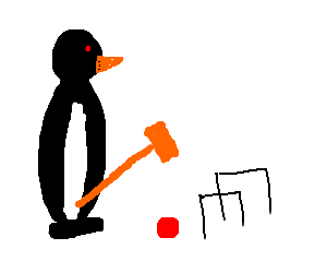 300x250 penguin with bowtie tie playing croquet - Croquet Drawing