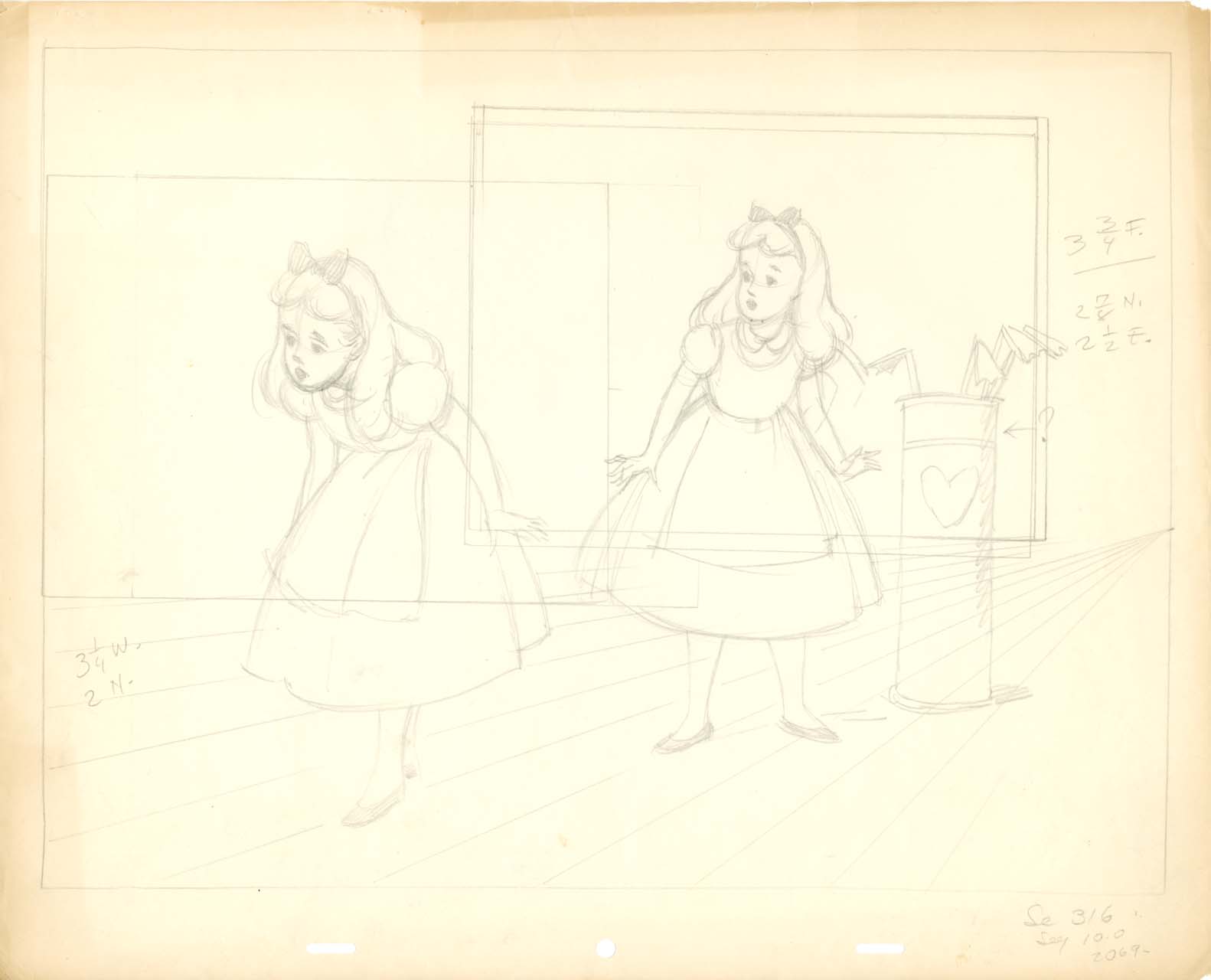 1582x1280 vintage disney alice in wonderland alice with the croquet mallets - Croquet Drawing