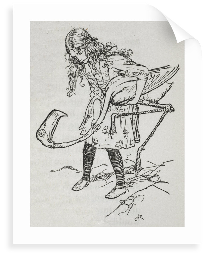 682x850 alice playing croquet with a flamingo posters prints - Croquet Drawing