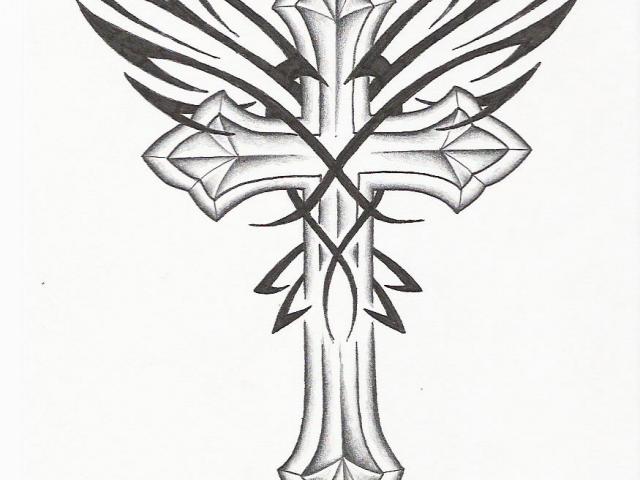 640x480 Drawn Cross Rose Drawing - Cross And Rose Drawing