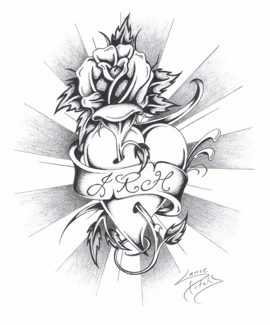 887x1067 Huge Collection Of 'heart And Rose Drawing' Download More Than - Cross And Rose Drawing