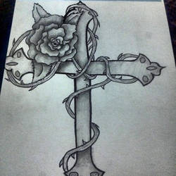250x250 Just A Random Drawing Of A Cross And Rose! - Cross And Rose Drawing