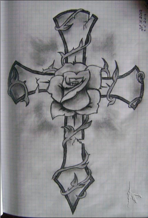 503x740 rose with cross drawings tattoos, cross tattoo designs, drawings - Cross And Rose Drawing