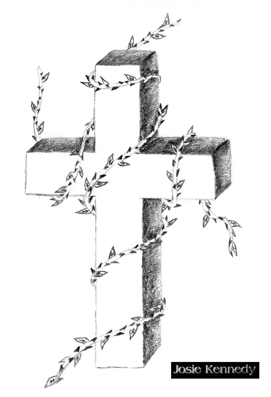 928x1360 Draw Cross Ivy Leaf Tattoo Graphic Design - Cross Drawing Designs