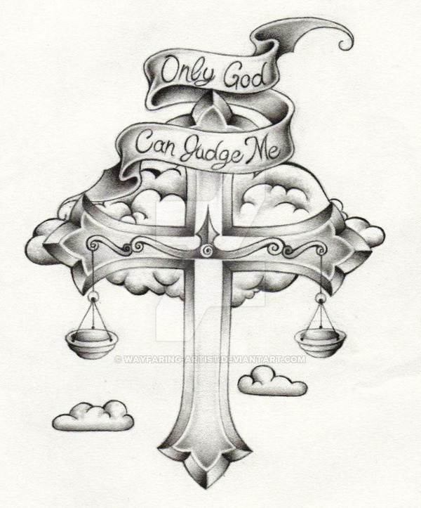600x723 Cross Tattoo Shaded - Cross Drawing Tattoo