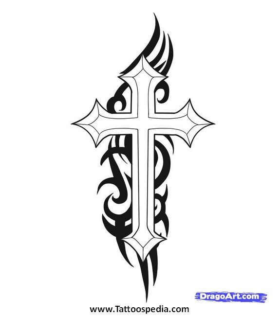575x650 Cross Tattoo Sketches - Cross Drawing Tattoo
