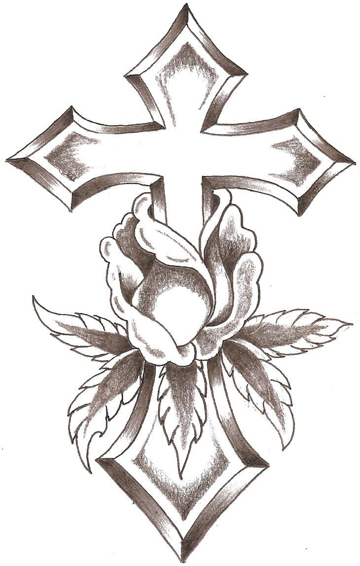 730x1148 Line Design Art Crosses Cross Rose - Cross Drawing Tattoo