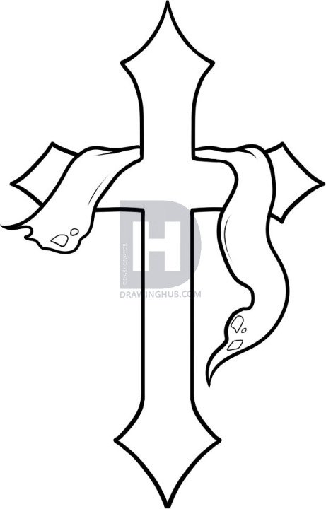 461x720 How To Draw A Cross, Cross, Step - Cross Drawings