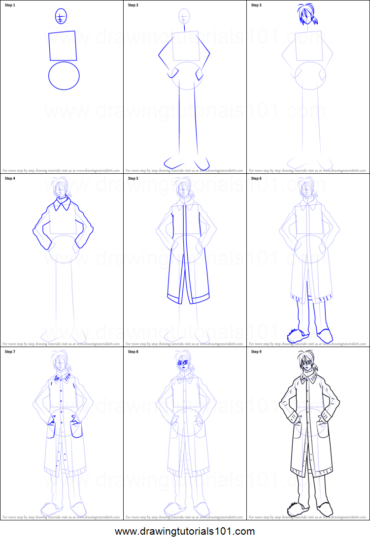 751x1107 How To Draw Kaien Cross From Vampire Knight Printable Step - Cross Drawings Step By Step