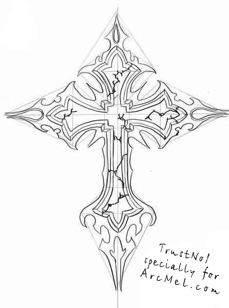 446x600 How To Draw A Cross Step - Cross Drawings Step By Step