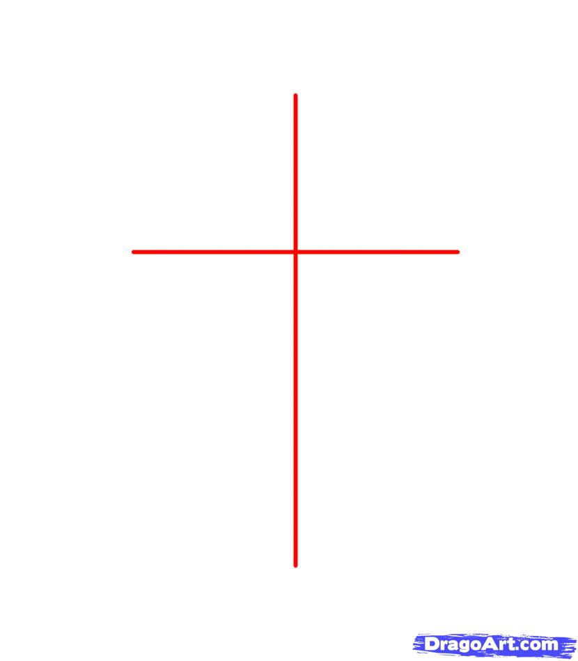 830x948 How To Draw A Cross Tattoo, Step - Cross Line Drawing
