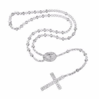 395x395 Cross Necklace Chain Drawing Master Of Bling Rosary White Gold - Cross Necklace Drawing