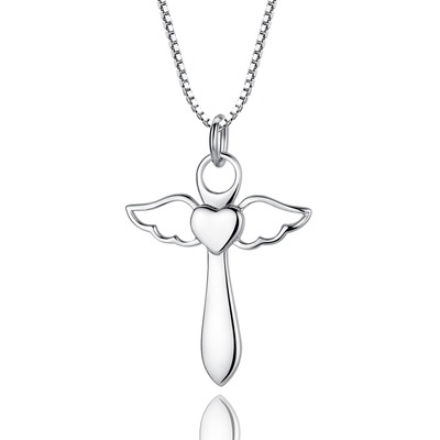 400x400 Google Chicute Sterling Silver Pendant Necklace With Angle - Cross Necklace Drawing