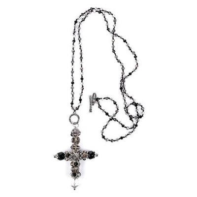 400x400 Wire Wrapped Cross Necklace, Black - Cross Necklace Drawing