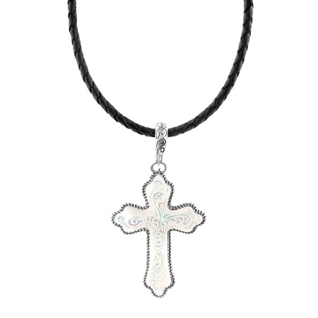 450x450 American West Natural Mother Of Pearl Carved Cross Pendant - Cross Necklace Drawing