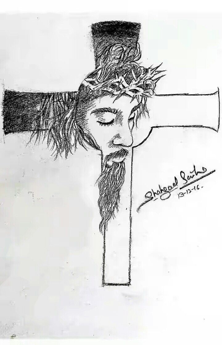 720x1119 Jesus Pencil Drawing And Cross Pencil Sketches Cross Pencil - Cross Pencil Drawings