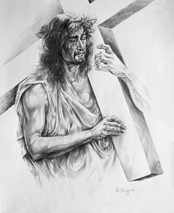 245x300 Pencil Drawing Of Jesus Art Fine Art America - Cross Pencil Drawings