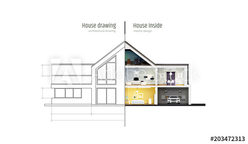 500x290 House In Cross Section Drawing Inside Interior Modern House - Cross Section Drawing