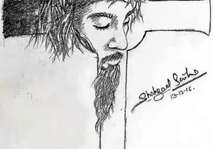300x210 Eye Pencil Sketch With Jesus Cross Drawings Images - Cross Sketch Drawing