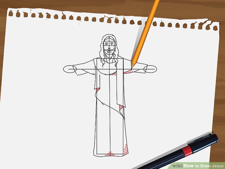 728x546 How To Draw Jesus Steps - Cross Sketch Drawing