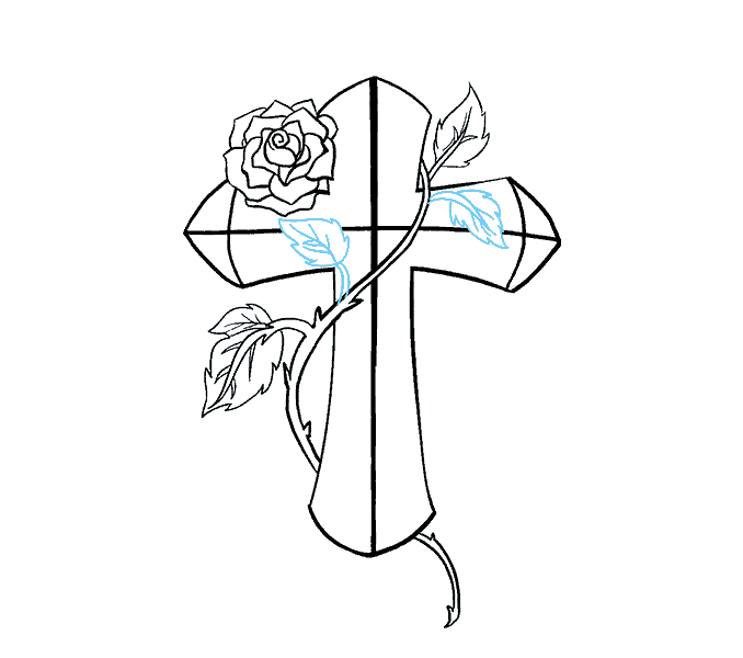 678x600 How To Draw A Cross With A Rose In A Few Easy Steps Easy Drawing - Cross Sketch Drawing