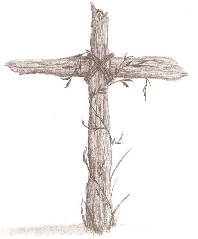 Rugged Cross Sketch Old Wooden Cross Drawing Rugged Cross - Cross Sketch .....