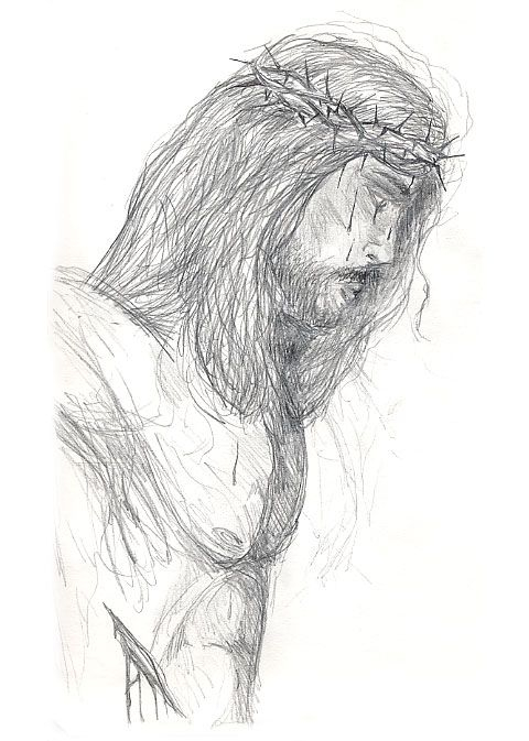 480x673 Sketches Of Jesus On The Cross Free - Cross Sketch Drawing