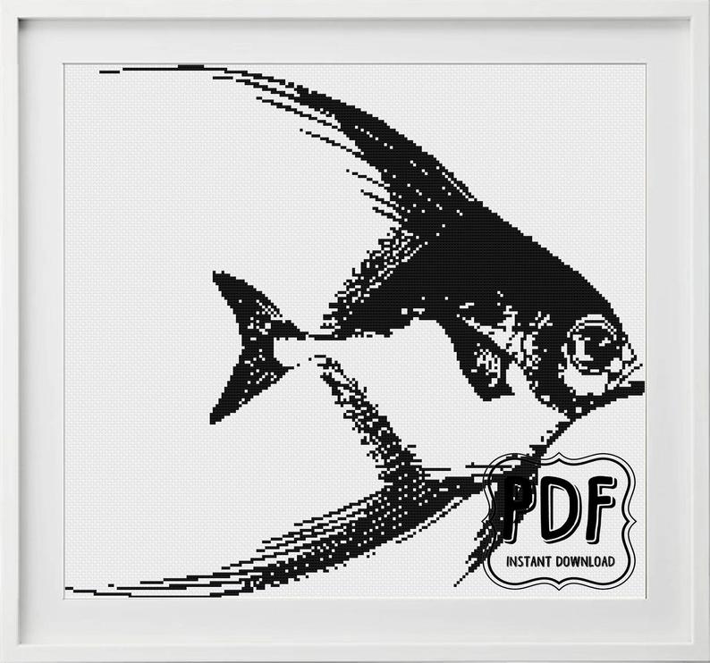 794x742 Fish Cross Stitch Pattern Angel Fish Ink Drawing Cross Etsy - Cross Stitch Drawing