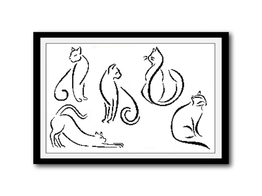 1000x750 cat drawings cross stitch pattern fluffy fuzzy cross stitch - Cross Stitch Drawing