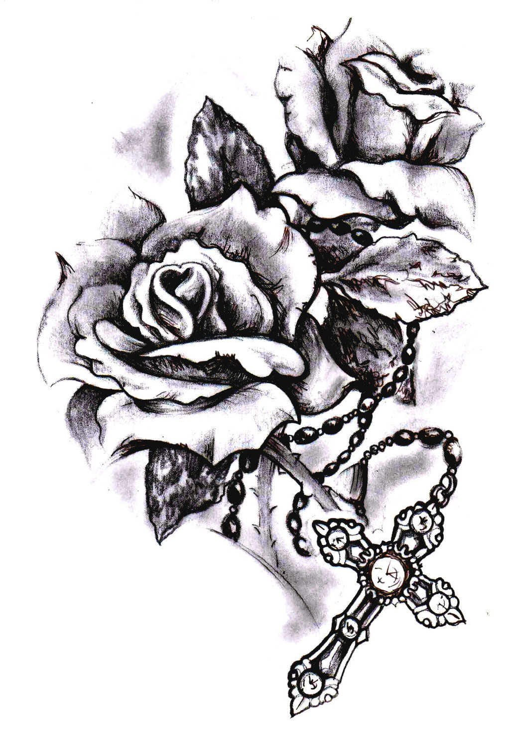 Cross With A Rose Drawing at Explore collection of