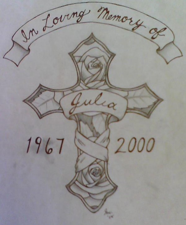 600x725 Drawn Rose Cross - Cross With A Rose Drawing
