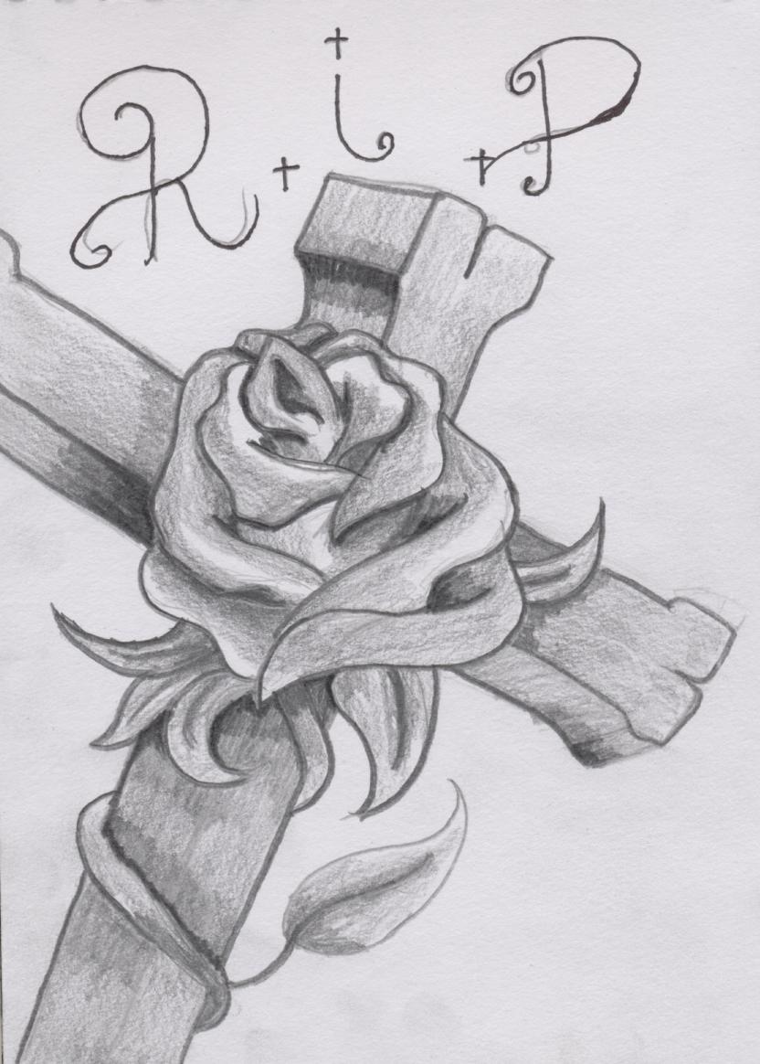 832x1164 Easy Drawings Of Roses And Crosses Giftsforsubs - Cross With A Ros...