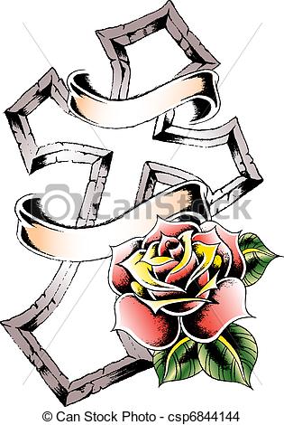315x470 Gallery Drawings Of Crosses With Roses - Cross With A Rose Drawing