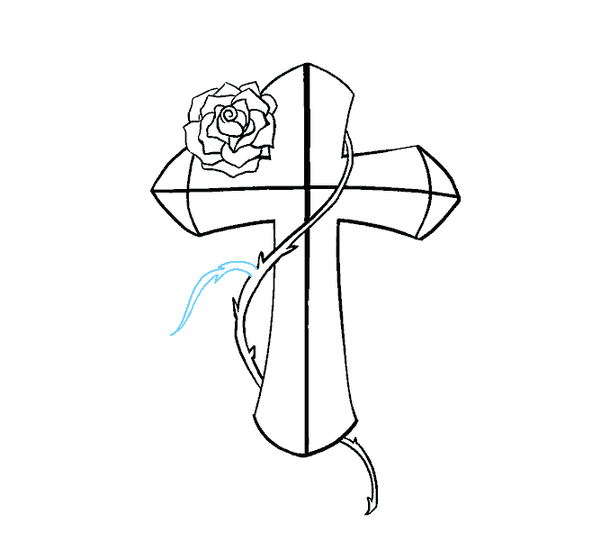 678x600 How To Draw A Cross With A Rose In A Few Easy Steps Easy Drawing - Cross With A Rose Drawing