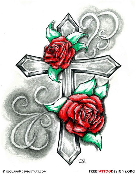 550x705 Huge Collection Of 'crosses With Roses Drawing' Download More - Cross With A Rose Drawing