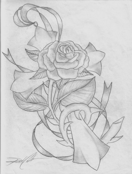 452x599 Pictures Of Crosses With Ribbons Group With Items - Cross With A Rose Drawing