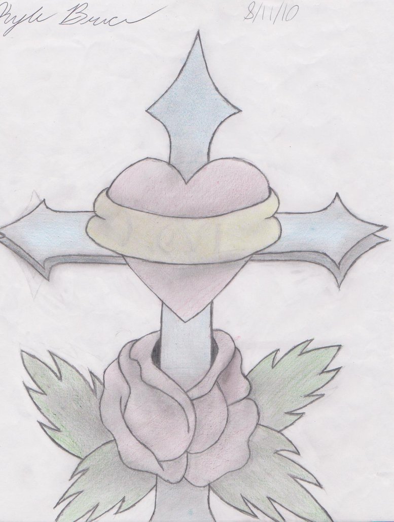 777x1028 Knumathise Rose And Heart Drawings Images - Cross With A Rose Drawing