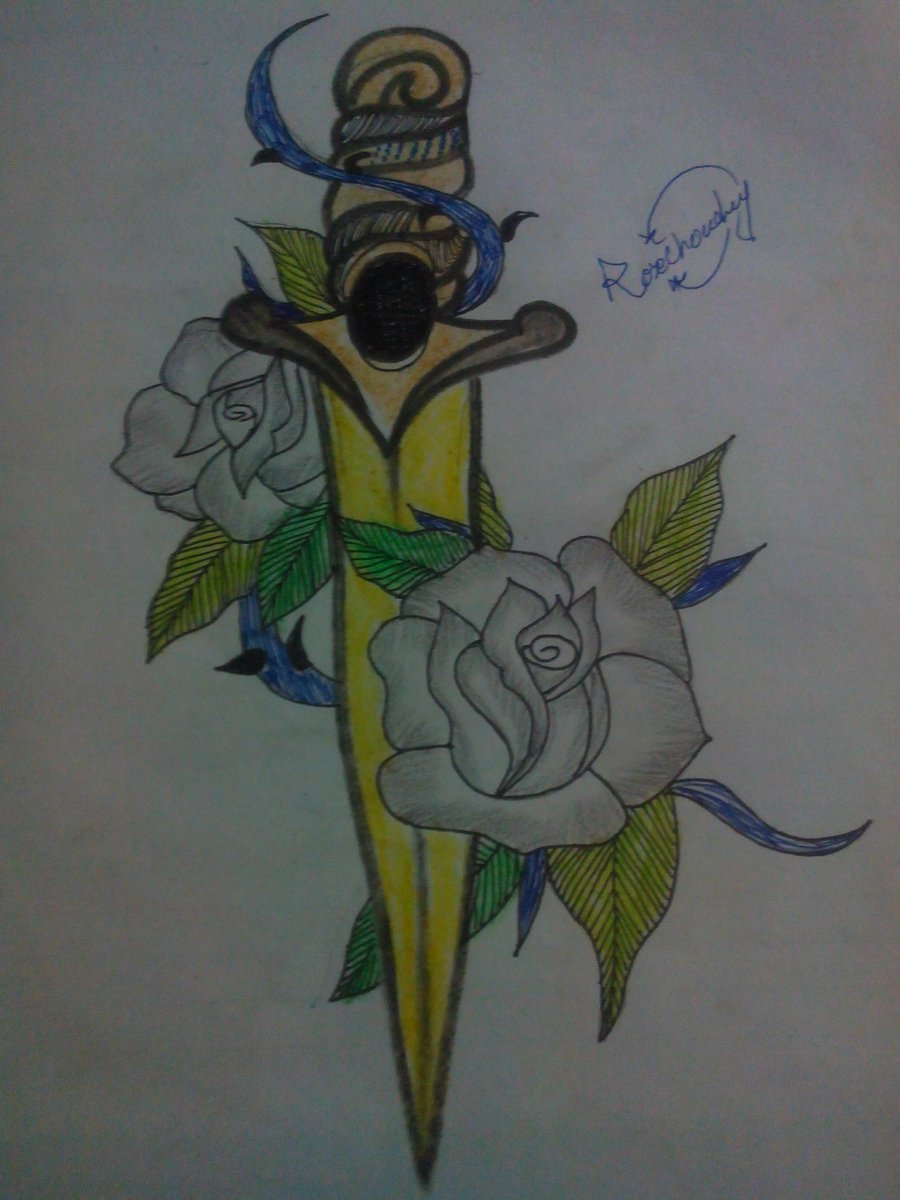 900x1200 Rosedrawing Hashtag On Twitter - Cross With A Rose Drawing