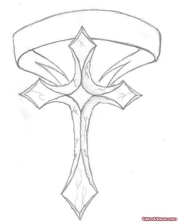 Cross With Banner Drawing at Explore collection of