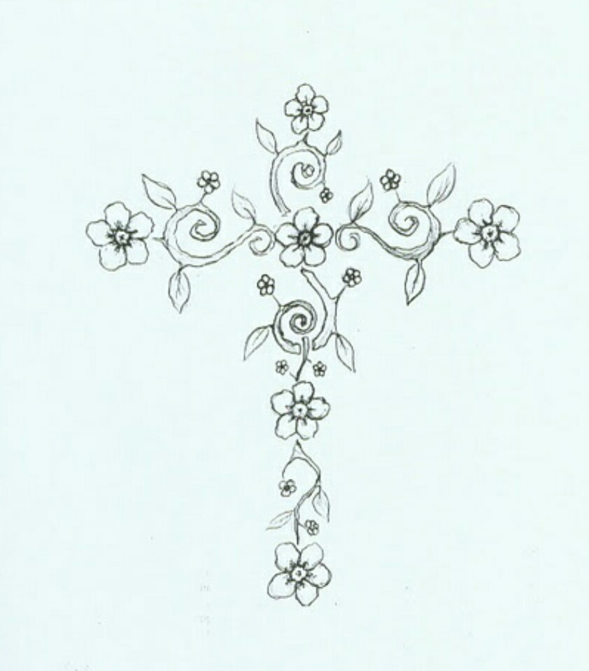 Cross With Flowers Drawing at Explore collection