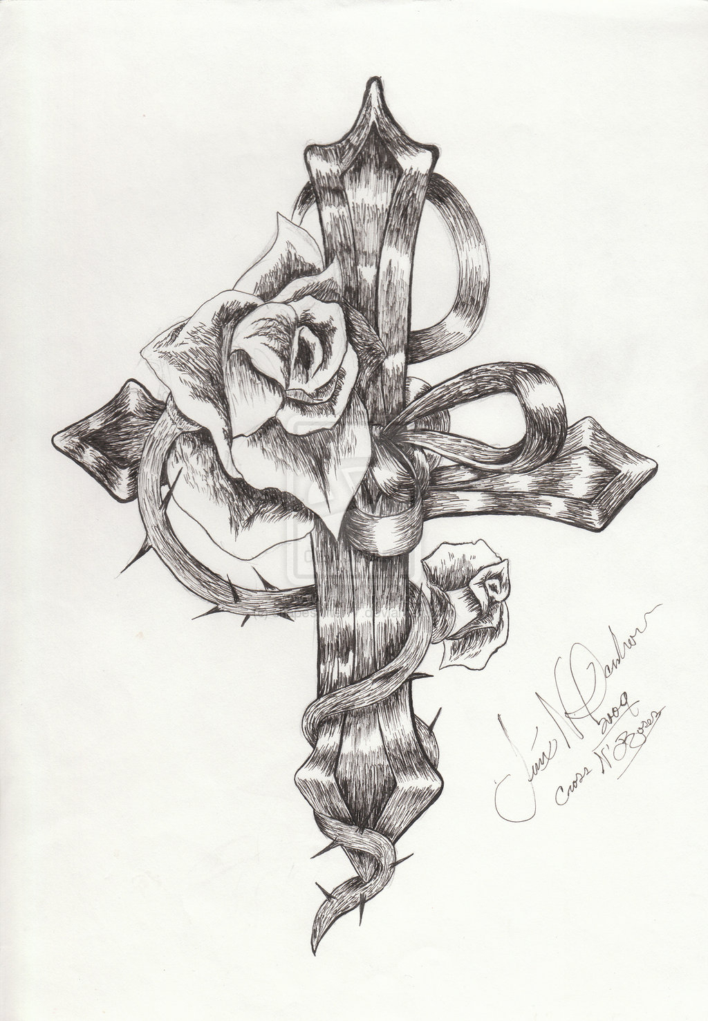 Cross Drawing With Flowers / Crosses With Flowers Drawing At