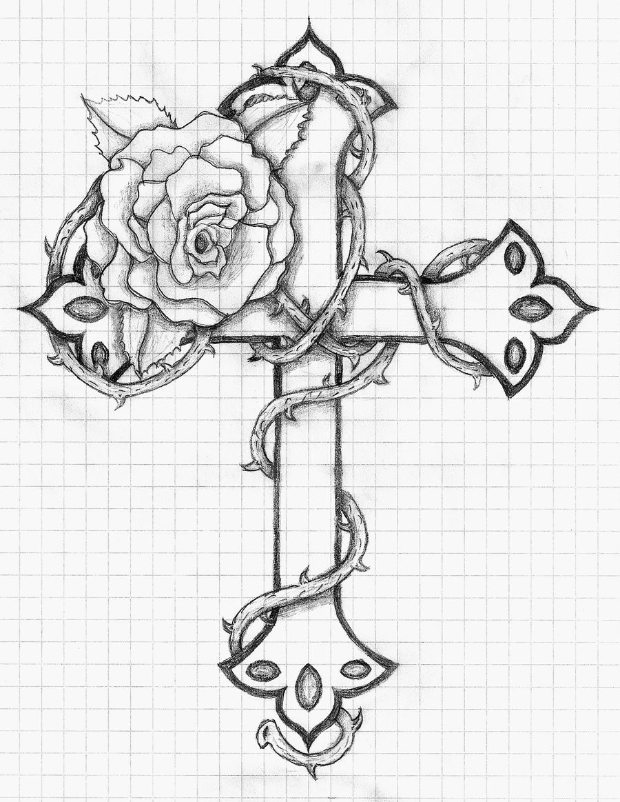 Cross With Flowers Drawing At Explore Collection