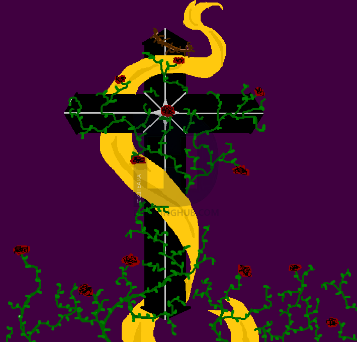 710x680 Cross With Ribbon Drawing - Cross With Ribbon Drawing