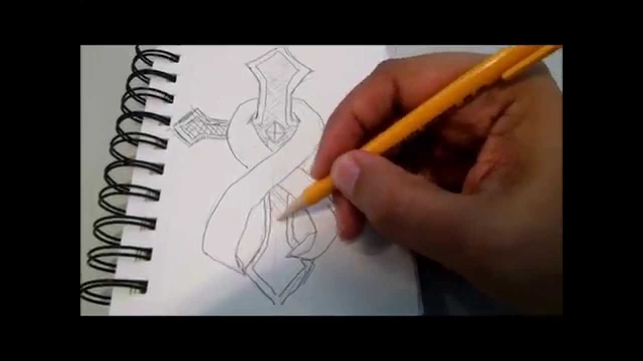 1280x720 How To Draw A Cross And Ribbon - Cross With Ribbon Drawing