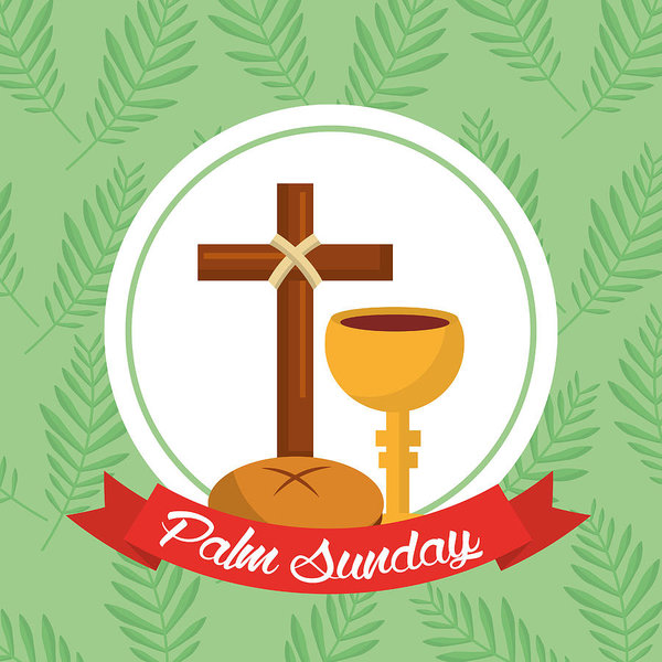600x600 Palm Sunday Bread Cross Cup Ribbon Green Background Art Print - Cross With Ribbon Drawing