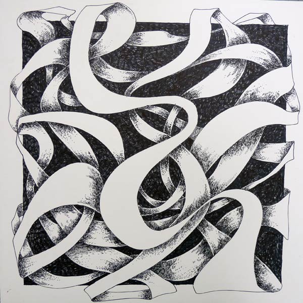 600x600 Ribbon Drawing - Cross With Ribbon Drawing