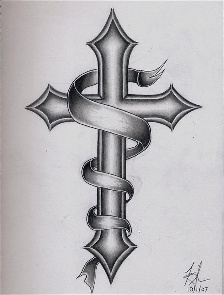 Cross With Ribbon Drawing at Explore collection of
